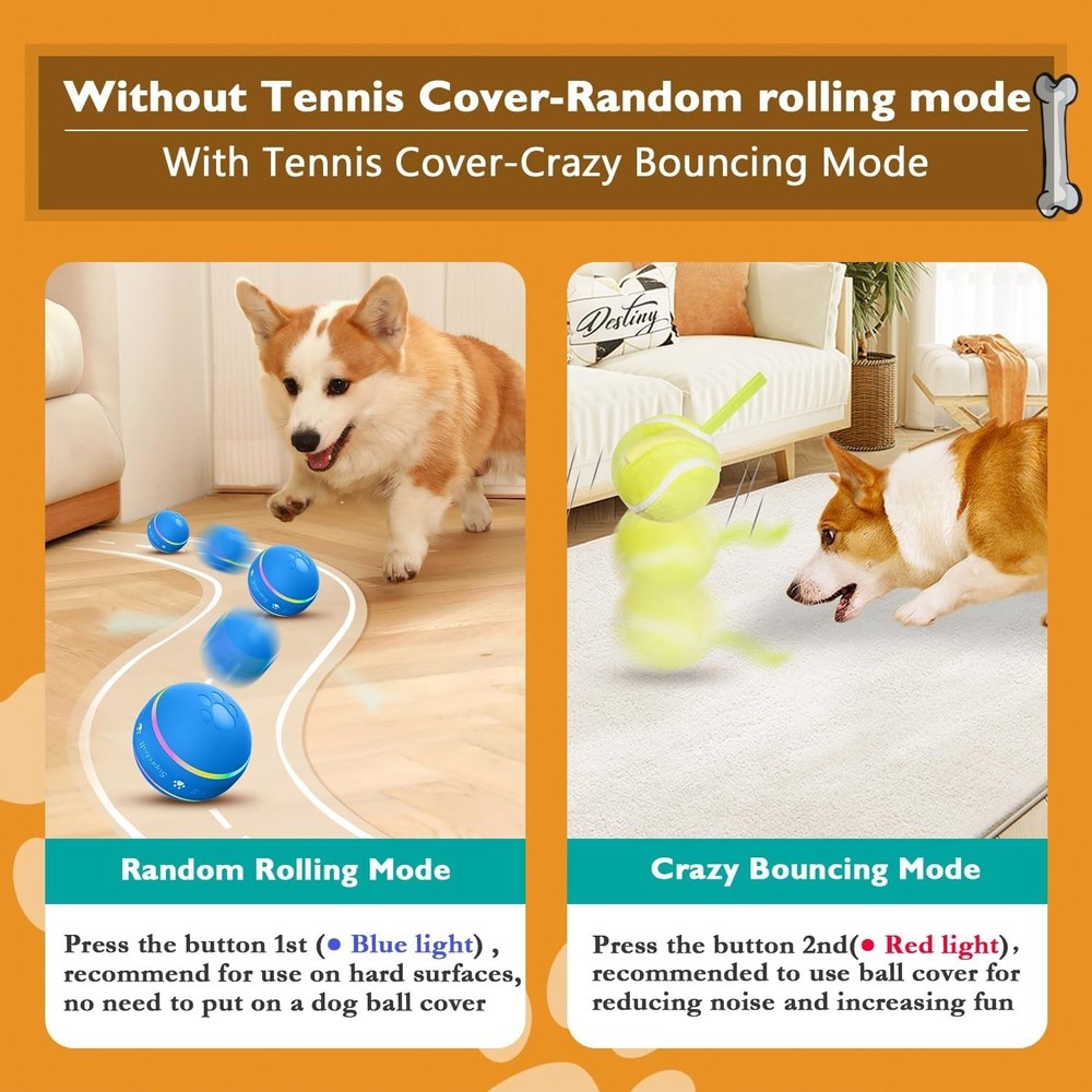 Upgraded Motion-Activated Interactive Dog Ball - Durable & USB Rechargeable