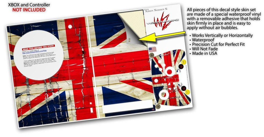 Skins XBOX Series S Console Controller Painted Faded Cracked Union Jack British