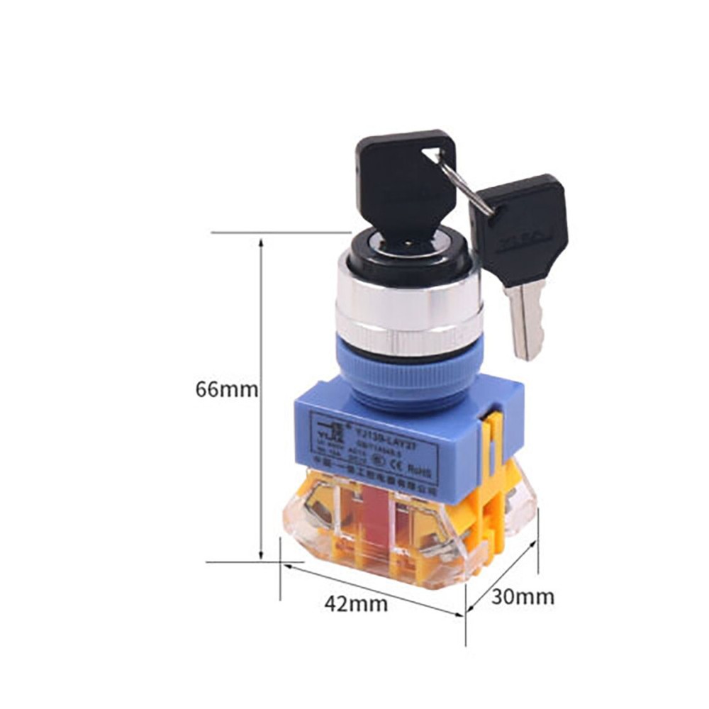 On/Off Security Key Switch Lock +Keys 22mm Momentary/Latching 2/3 Position NO/NC