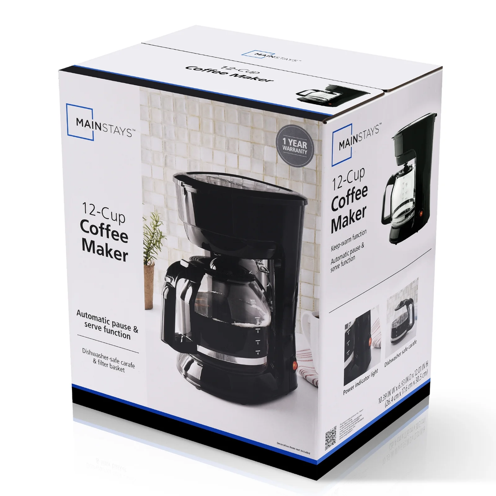 12 Cup Coffee Maker Black, Drip Coffee Maker