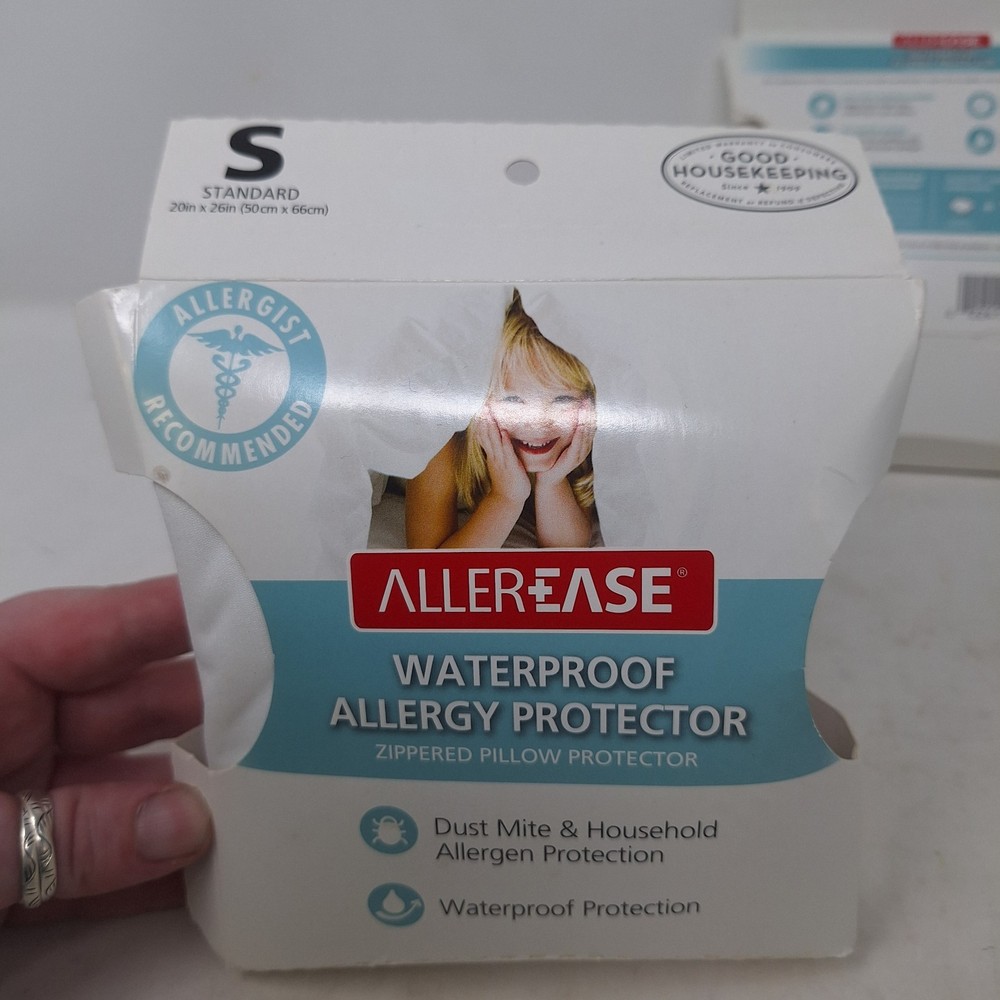 AllerEase Set Of 2 Waterproof Zippered Pillow Protector Dust Mite Allergy Spills