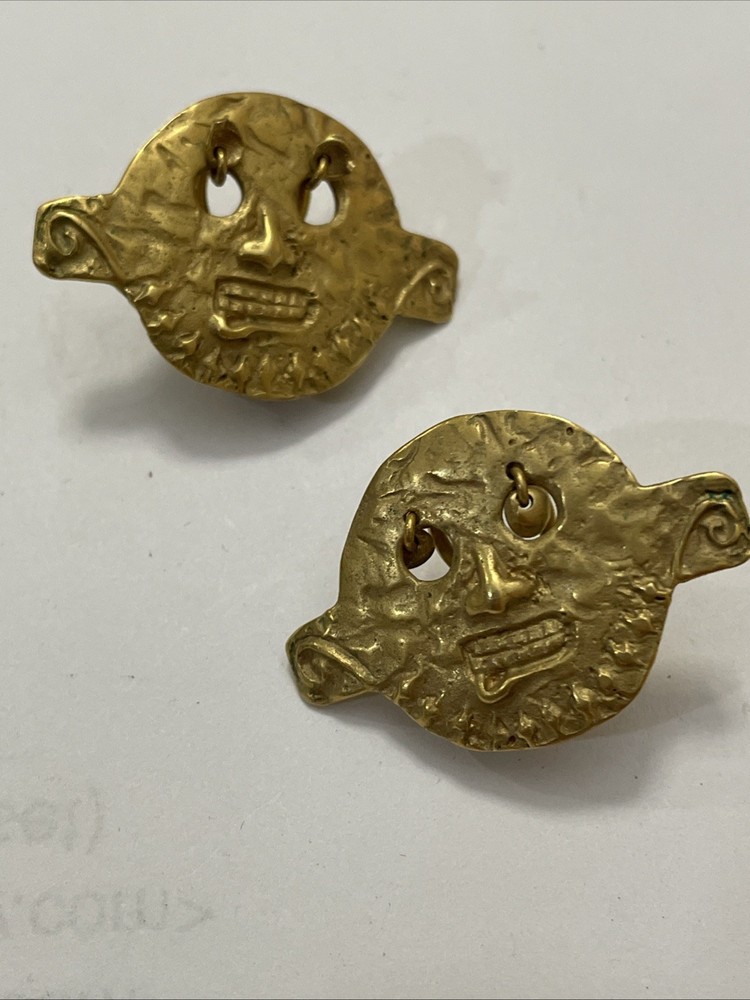 24K GP Mask Earrings Omega Back