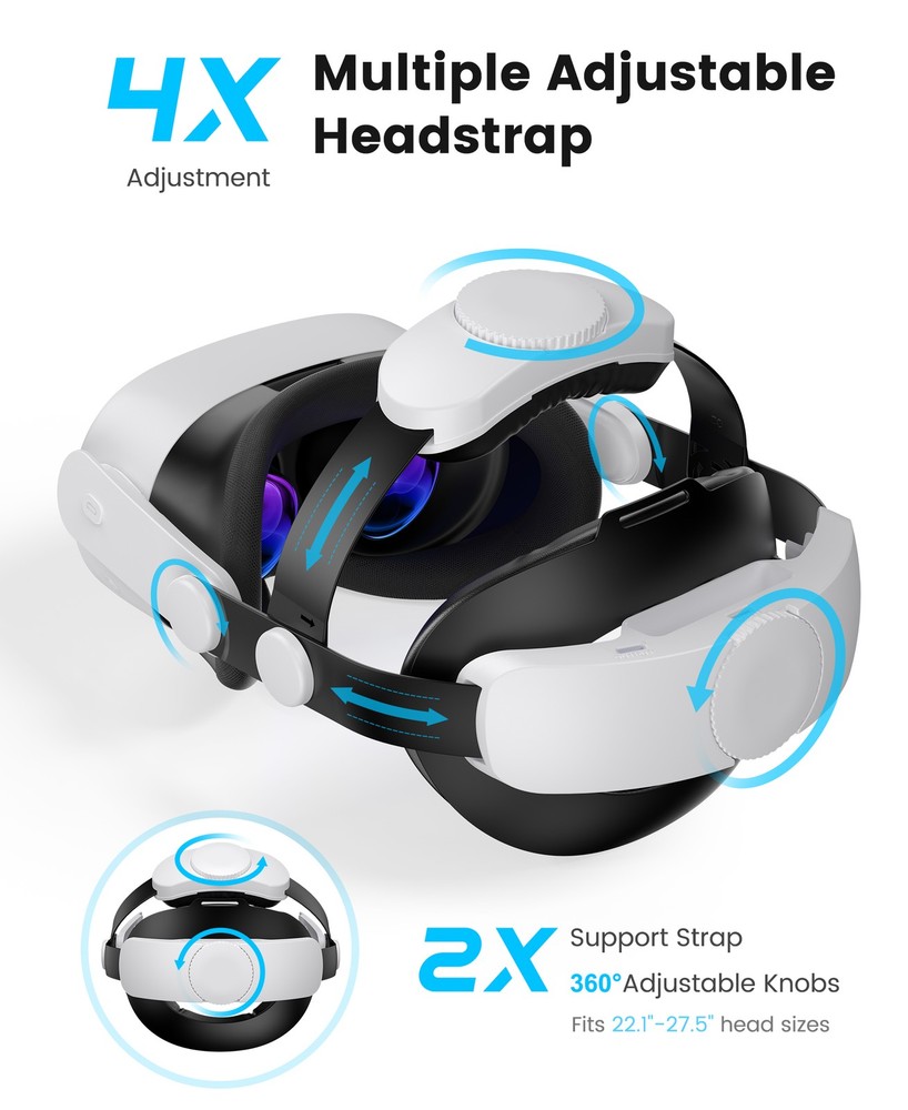 Head Strap for Meta Quest 3S/Quest 2/Quest 3 Adjustable Elite Strap Replacement