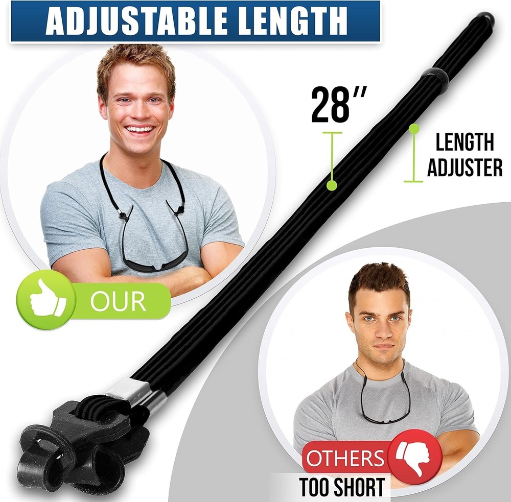 Comfortable and Secure Sunglasses Strap - Adjustable for All Neck Sizes - 4 Pack