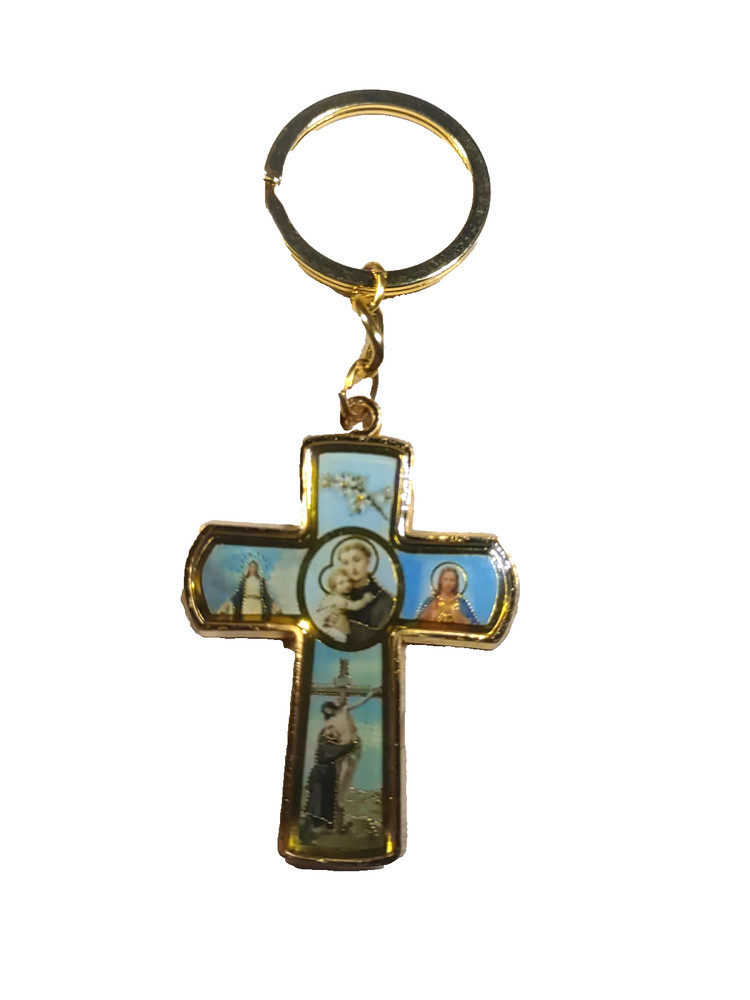 Religious Cross Saints Gold Tone