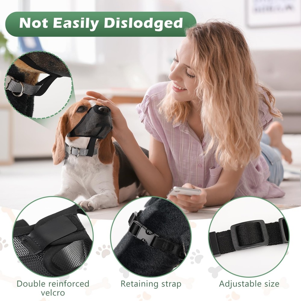 Dog Muzzle for Small Medium Large Sized Dogs, Adjustable Basket Muzzle for Do...