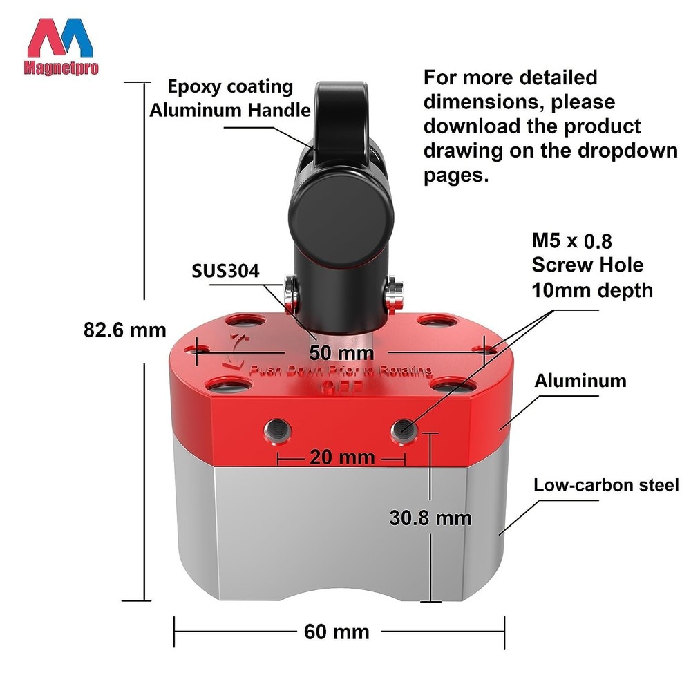 Magnetpro Multipurpose Switch Magnet, 220 LB Pull-Off Force Switchable Magnet...