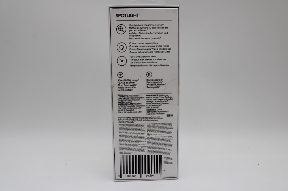 Logitech Spotlight Presentation Remote Bluetooth/RF USB 30 m Silver