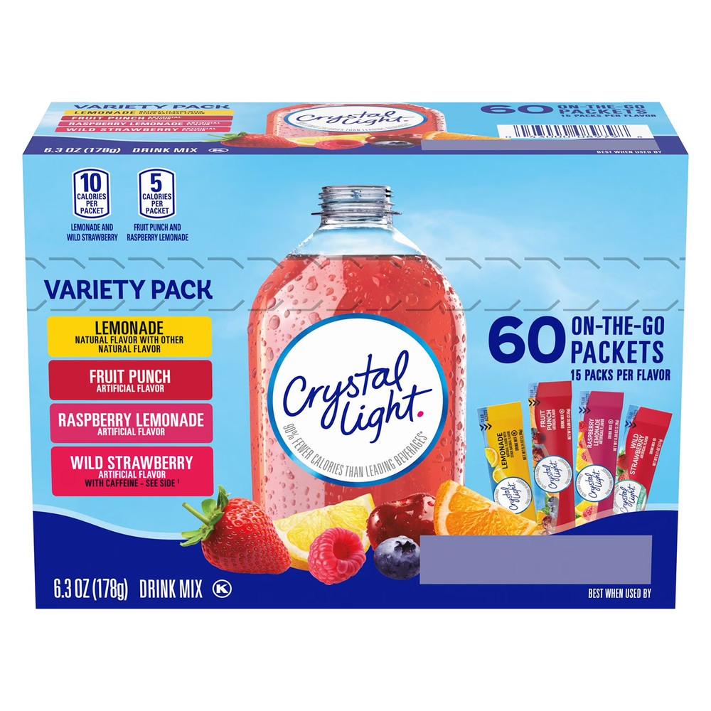 Crystal Light Drink Mix Variety Pack 60 Packets Sugar Free