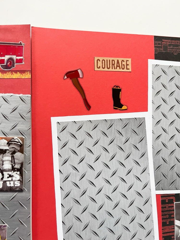 Fireman Scrapbook pages, Firefighter Layouts, Fireman Scrapbook Layout