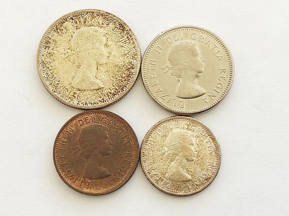4 Canada 1964 Coins inclu Silver , nice grade                      refr19