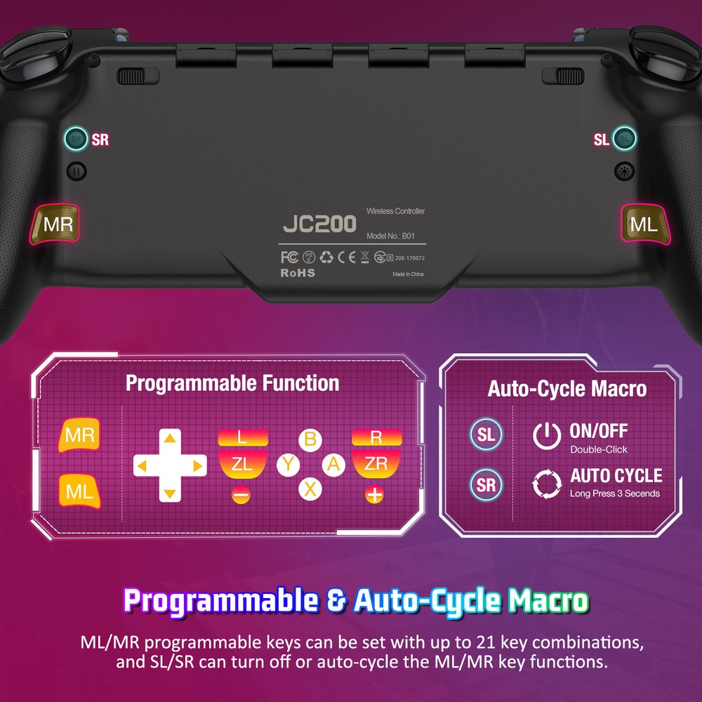 Switch Controller for Nintendo Switch/OLED,Full-Size Grip Wireless Switch Joypad