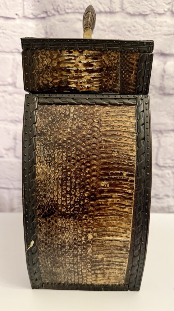Vintage Reptile Pattern Storage Trunk Box Rustic Decorative Keepsake Chest 11.5”