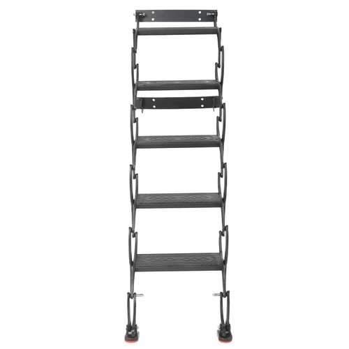 5-Step Wall Mounted Folding Ladder, Black Retractable Telescoping Step Stairs
