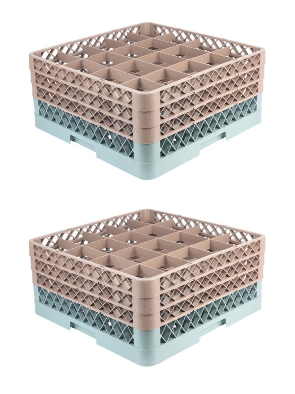 2 PACK Restaurant Dishwasher Glass Rack with 20 Compartments and THREE Extender