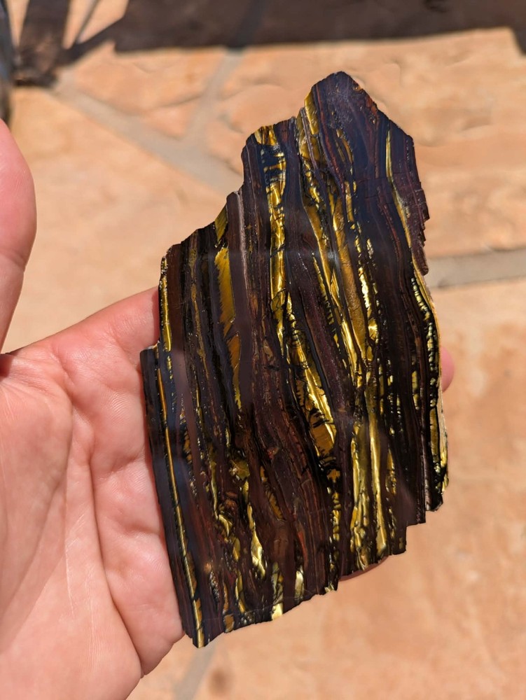 Polished Australian Tiger Iron thinner slab bright patterns display piece