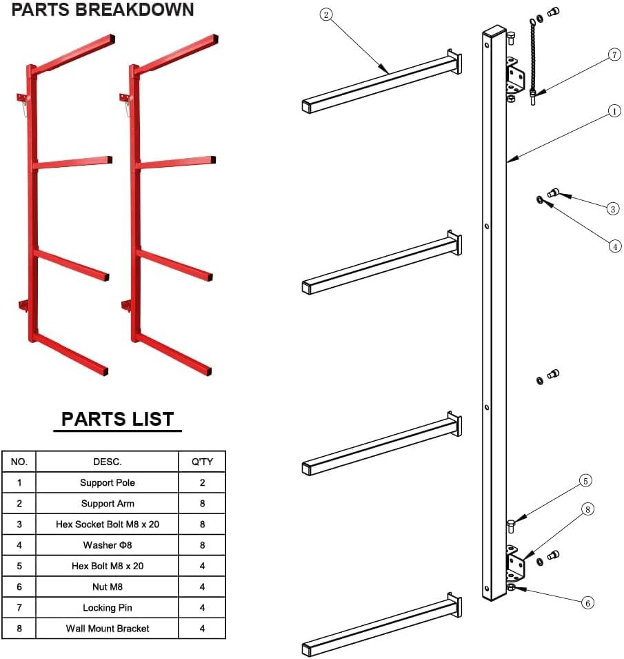  LAUCO Wall Mounting Bumper Stand - Auto Bumper Storage Rack - Storage - 4572