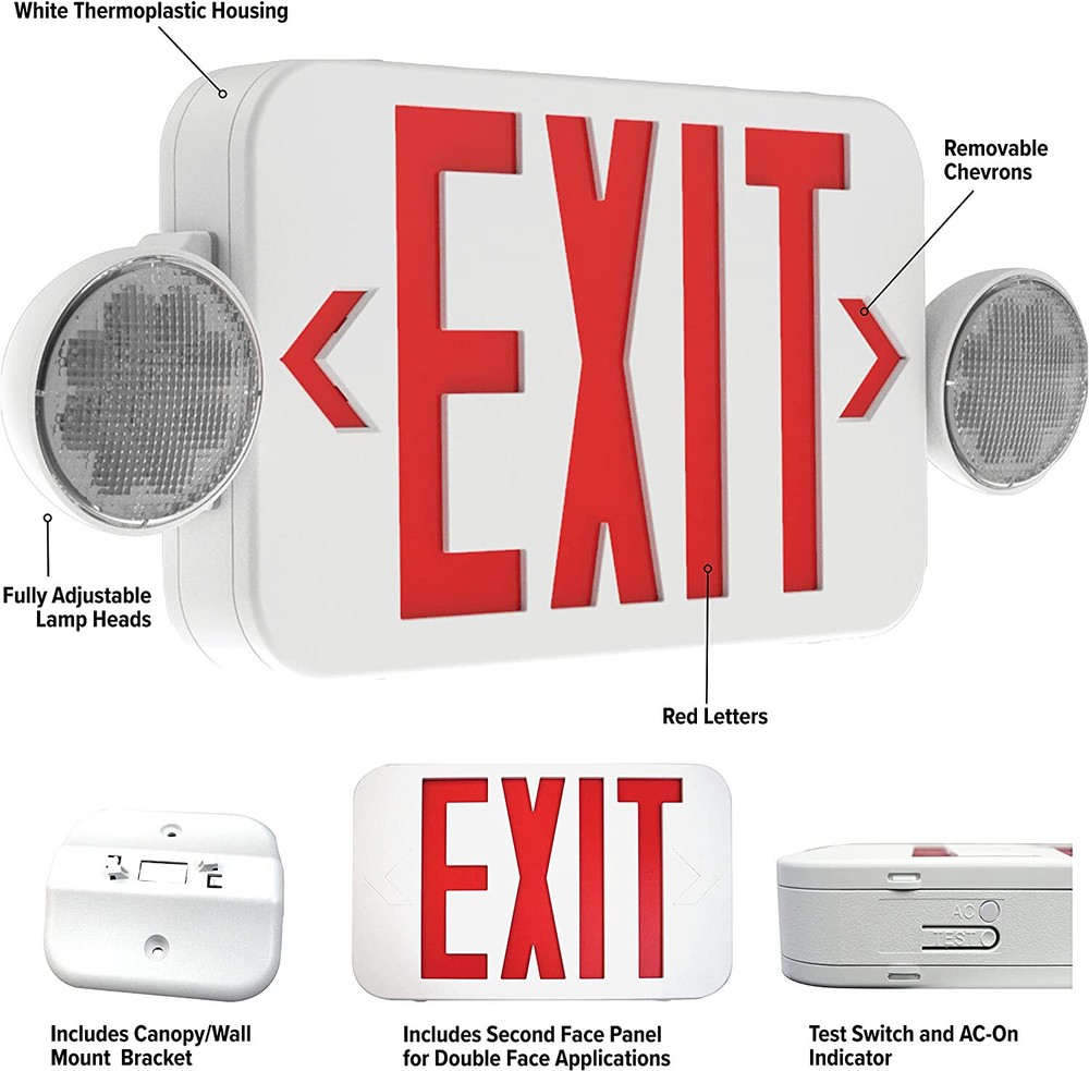 6 Hubbell Compass CC Series LED EXIT Emergency Light Sign Remote Compatible