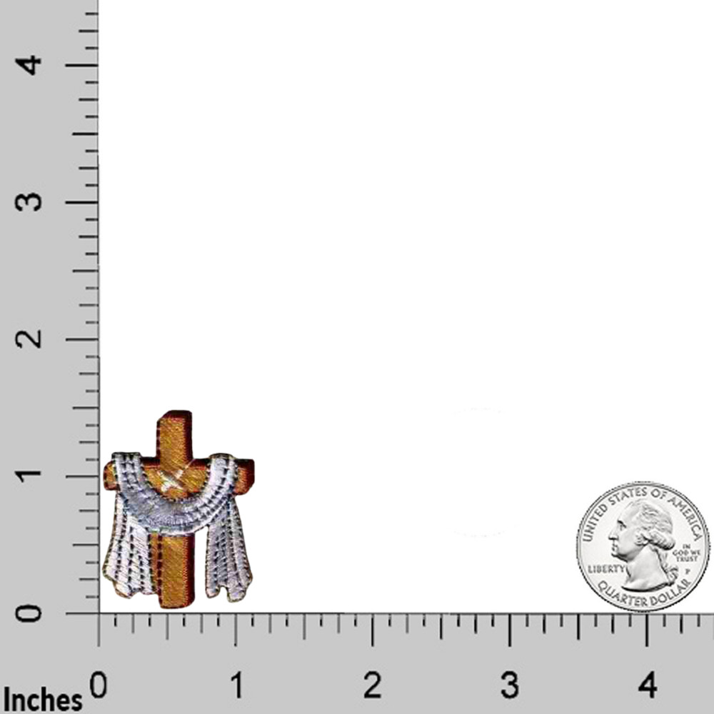 Cross with Robe Patches (5-Pack) Religious Embroidered Iron On Patch Applique