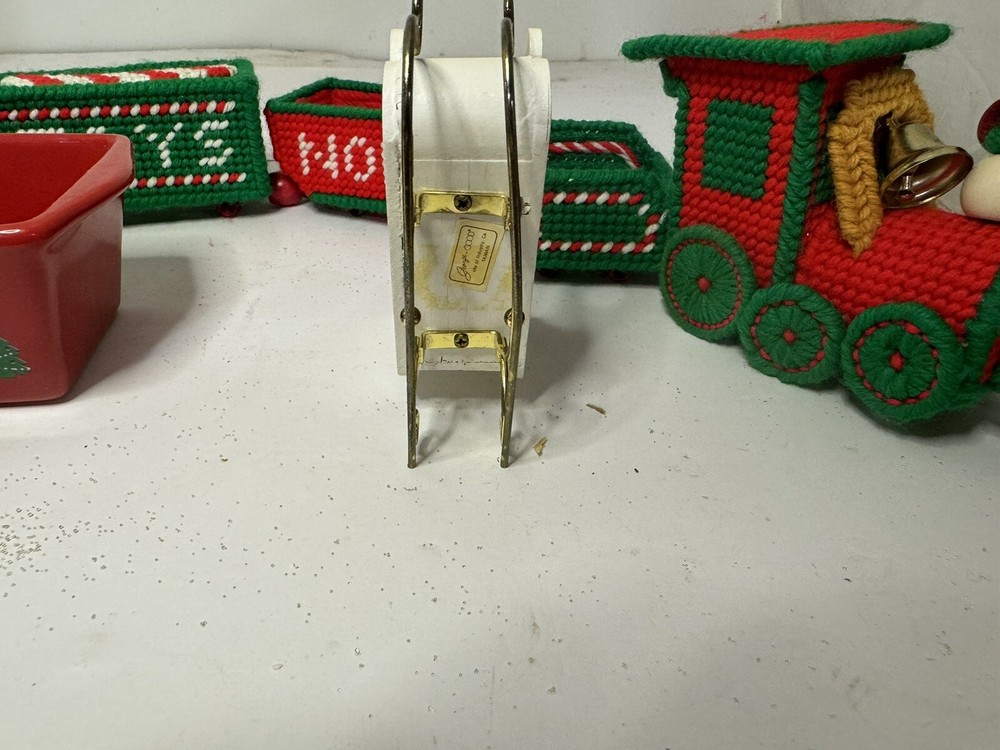 Christmas decor lot train Nantucket sled