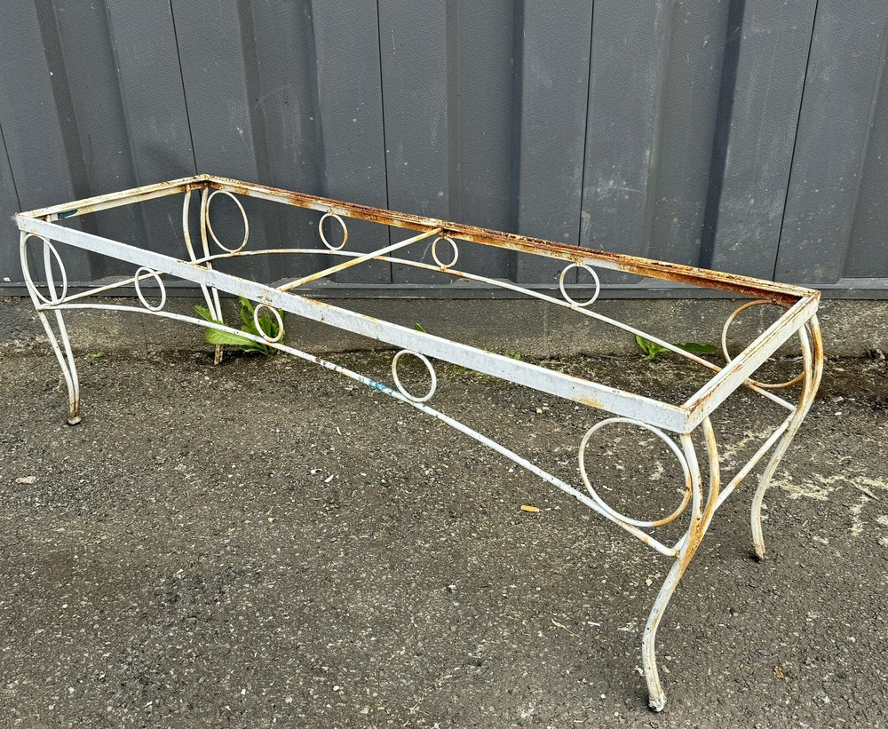 Vintage Wrought Iron White Outdoor Coffee Table