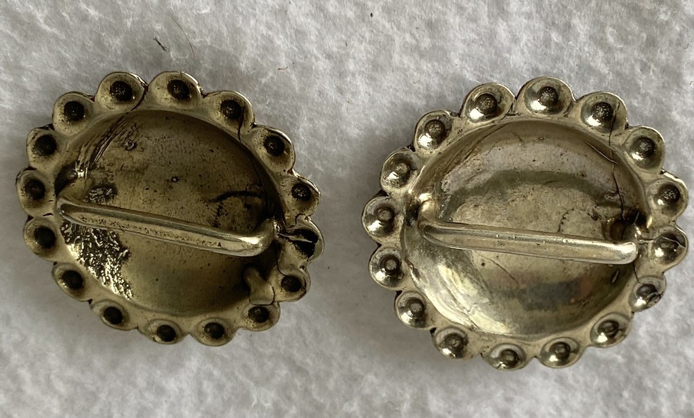 Pair STUNNING Large 1-7/8" Hand Engraved Silver Loopback Bridle Rosettes Conchos