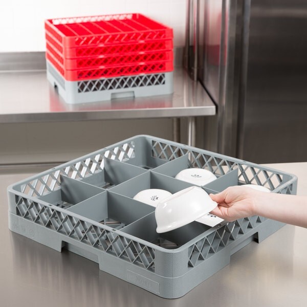 2 PACK Restaurant Dishwasher Full-Size Glass Rack with 9 Compartments