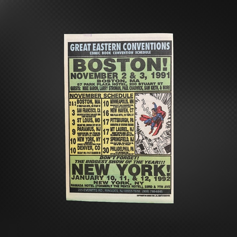 Great Eastern Comic Book Convention Schedule Original Print