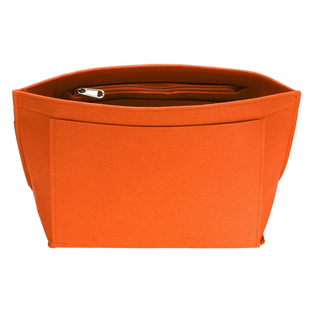 Purse Organizer Insert, Medium Felt Handbag Organizer with Zipper, Orange