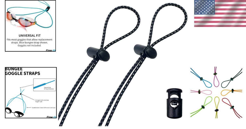 2-Pack Jet Black Goggle Strap Kit - Easy Install for Enhanced Swim Comfort