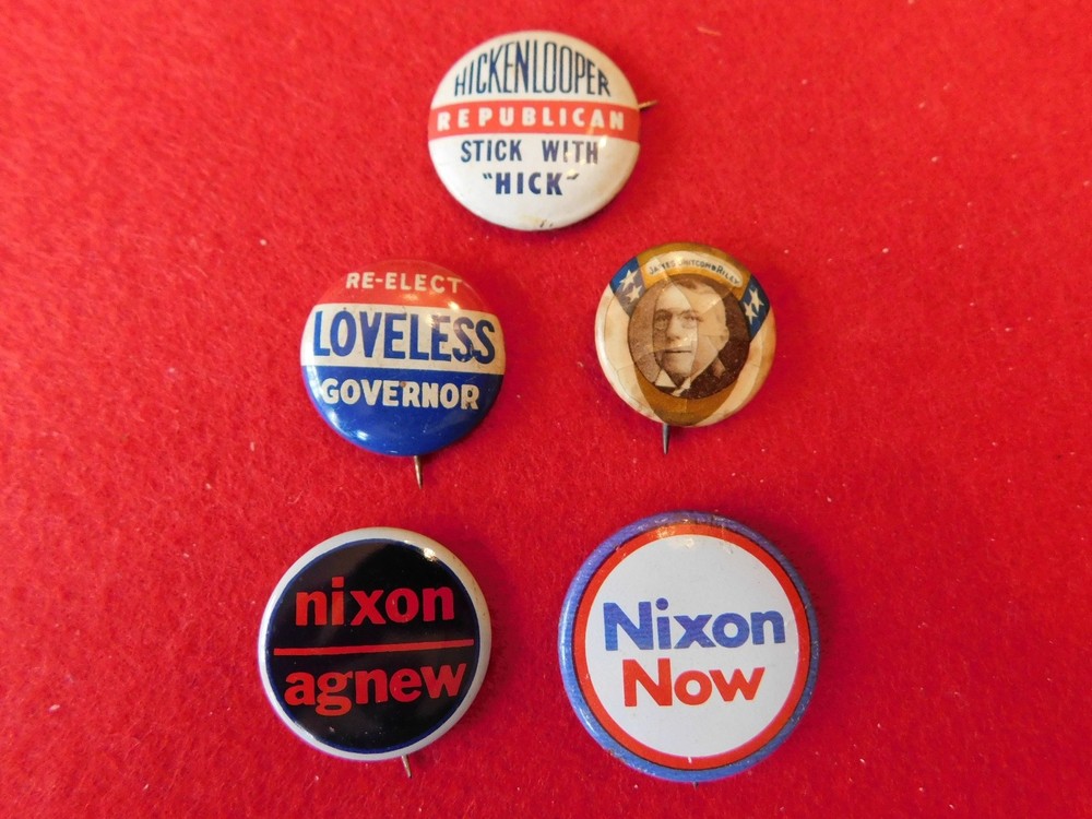 5 Vintage Political Pins