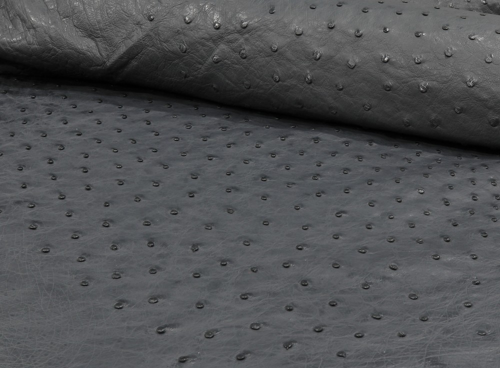 Ostrich Leather Hide Charcoal Gray SF