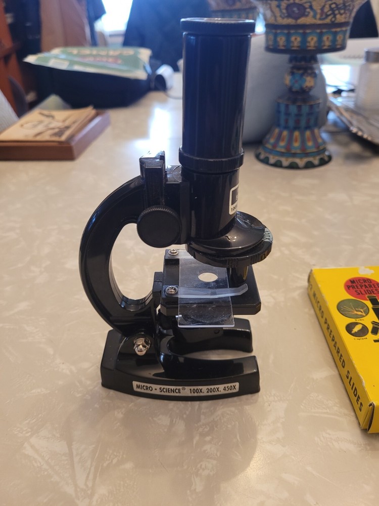 Micro-Science 100x 200x 450x Microscope & 12 Slides Box