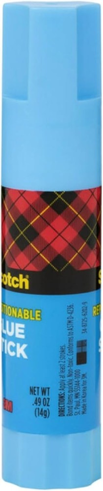Removable Restickable Glue Stick, .49oz, Repositionable Stick (3-Pack) Clear