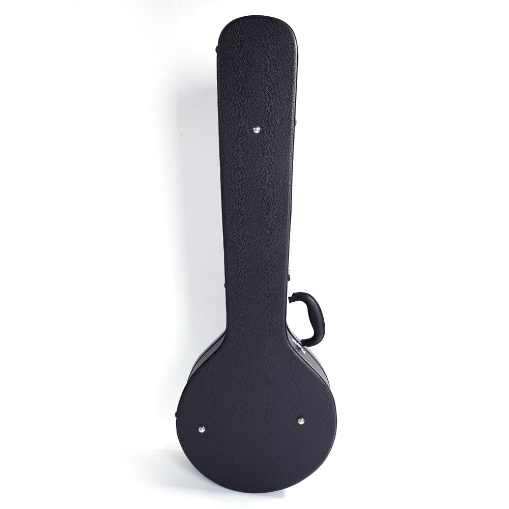 High-quality 5/6-String Microgroove Pattern Leather Wood Banjos Case Black