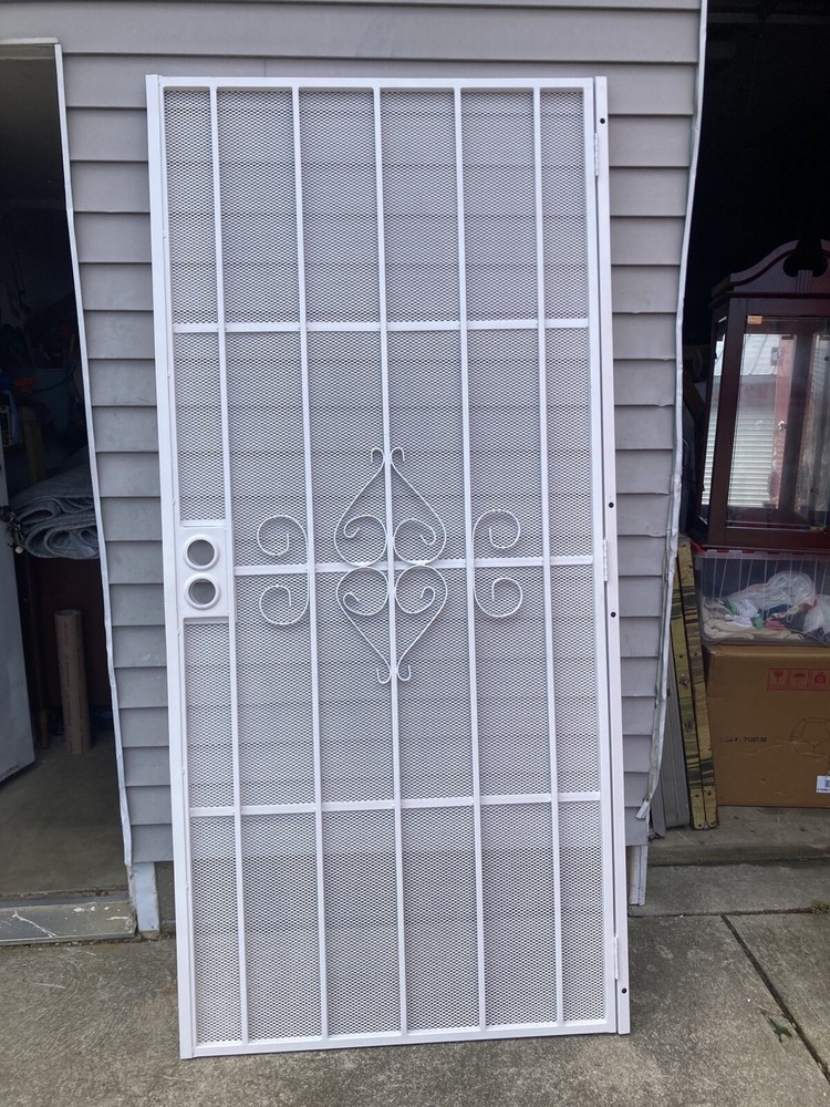 Pair Wrought Iron Scrolled Security Doors w Hardware Hinges NWT