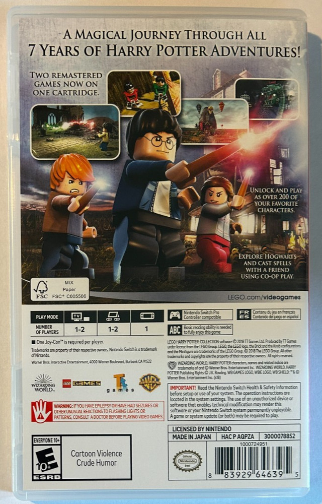 Lego Harry Potter Collection Nintendo Switch *** REPLACEMENT CASE ONLY ***
