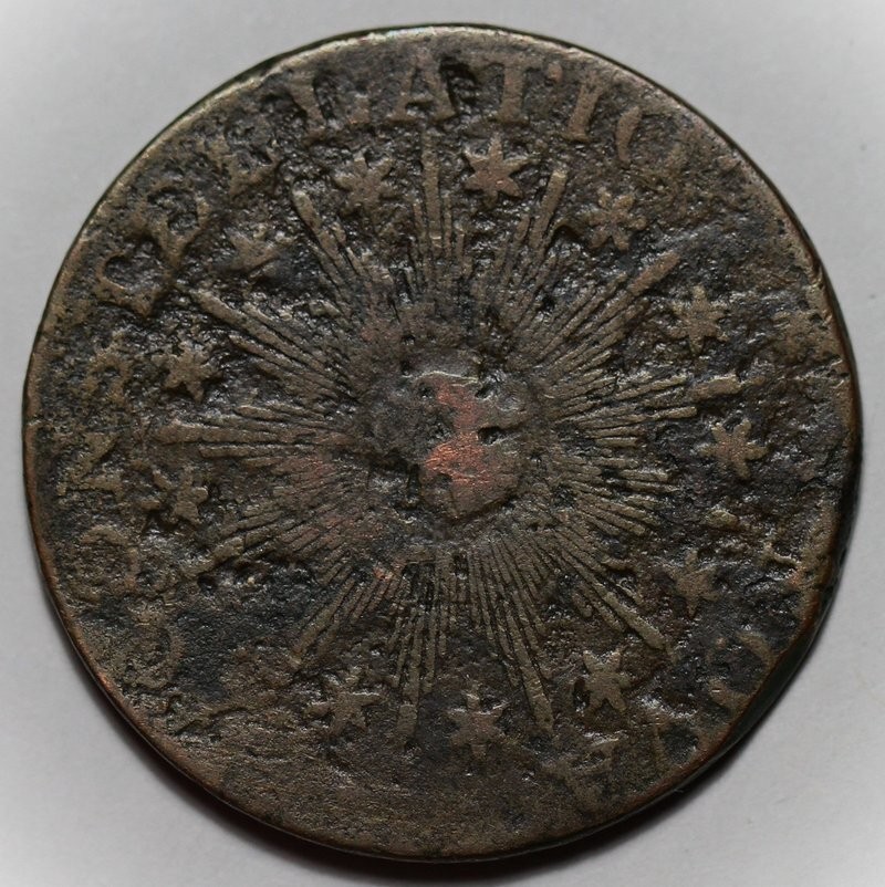 1783 Nova Constellatio Copper Colonial Coin, Pointed Rays