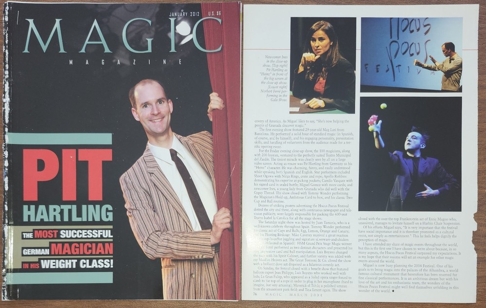 Pit Hartling collection 3 clippings with Magic Jan. 2012 cover and feature