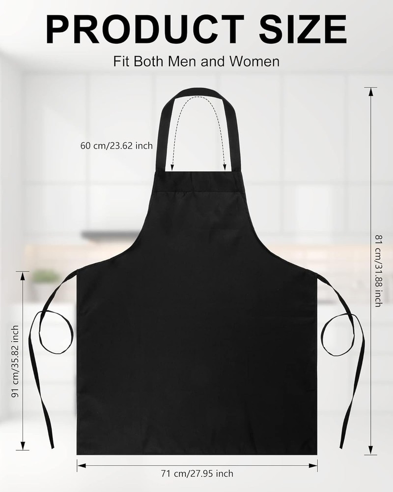 36-Pack Bulk Bib Aprons - Adjustable Unisex Professional Aprons (Black