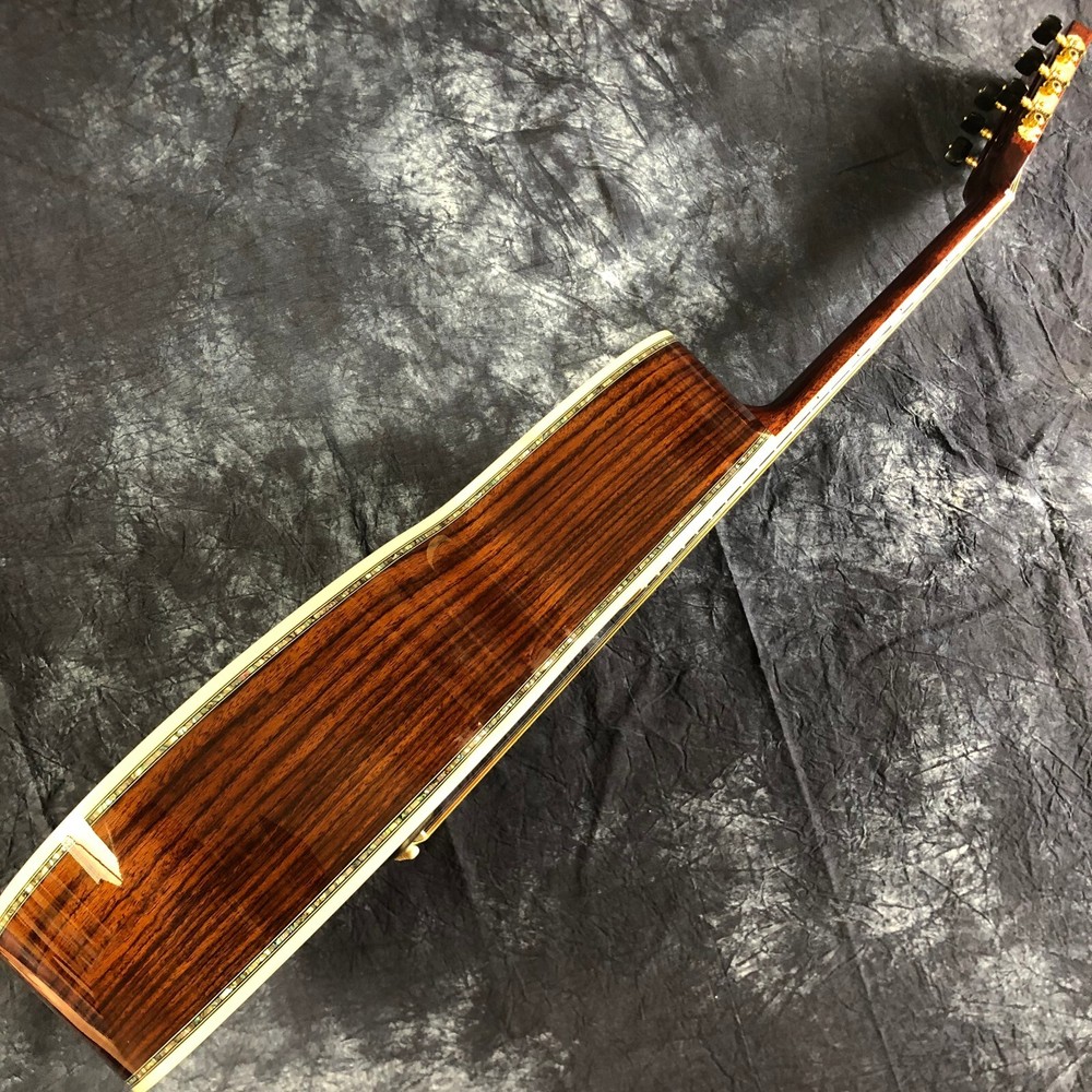 39" Cherry Solid Spruce OOO Type Acoustic Guitar Abalone Ebony Fingerboard