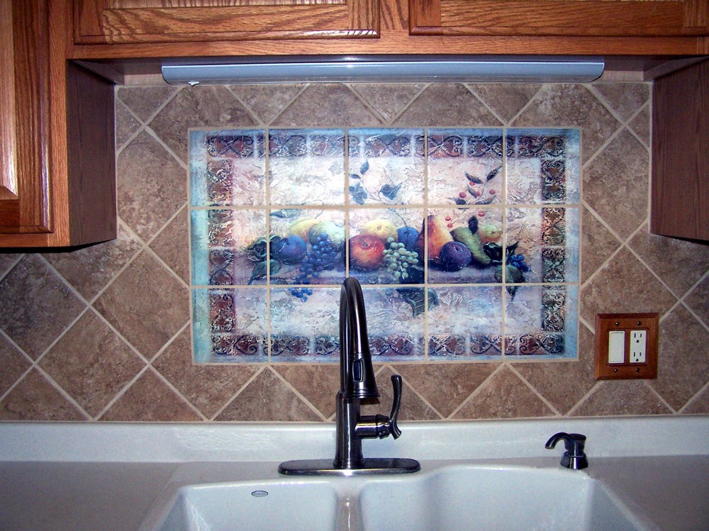 36 x 24 Art Mural Ceramic Grape Pear Apple Tile #148