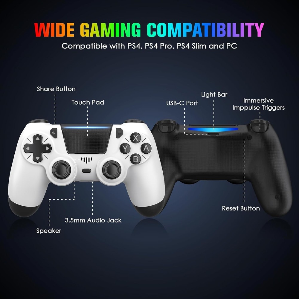 2 Pack Controllers with Charging Dock Station for PS4 Controller, Wireless Contr