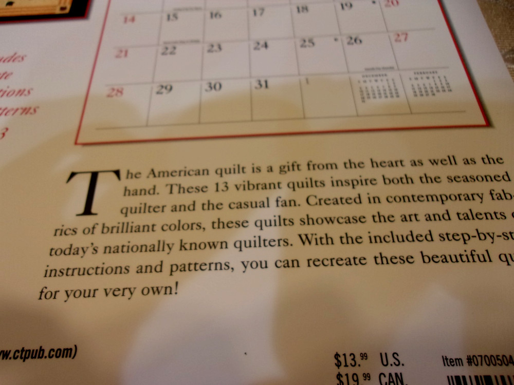 2007 Quilting Calendar with Patterns
