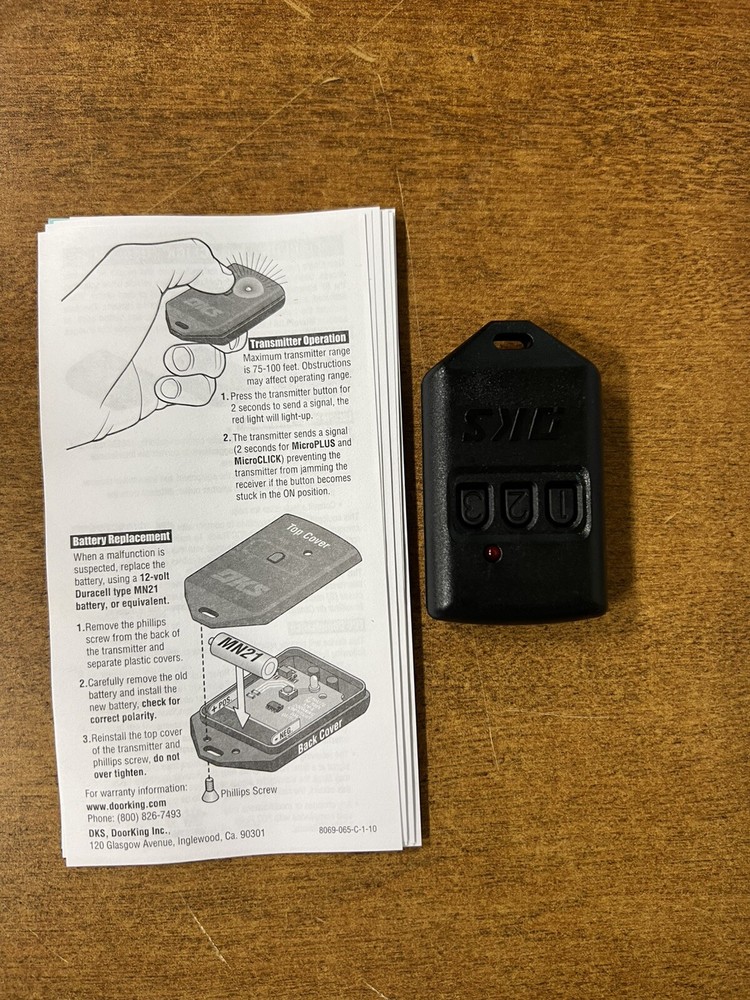 New DoorKing Transmitter MicroPLUS 3B 318 Mhz 3 Button (10 Pack)