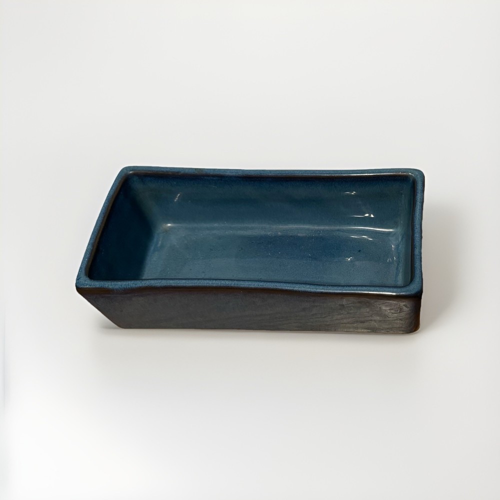 Teal Glazed Bonsai Succulent Planter Pot Rectangle Ceramic