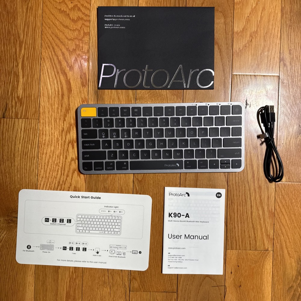 ProtoArc Backlit Compact Wireless Keyboard for Mac, K90-A Bluetooth Keyboard