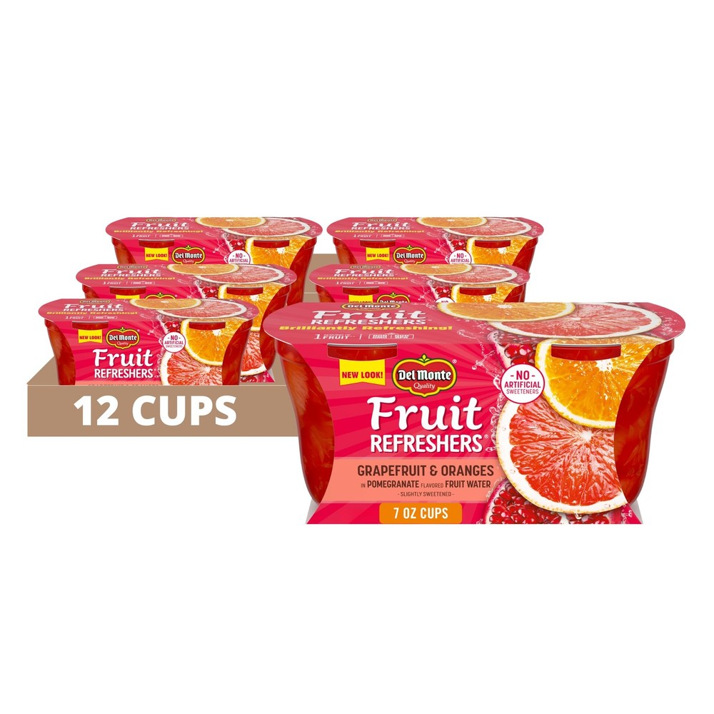 Del Monte Fruit Refreshers Grapefruit and Oranges 12 Pack Fruit Cups 7oz