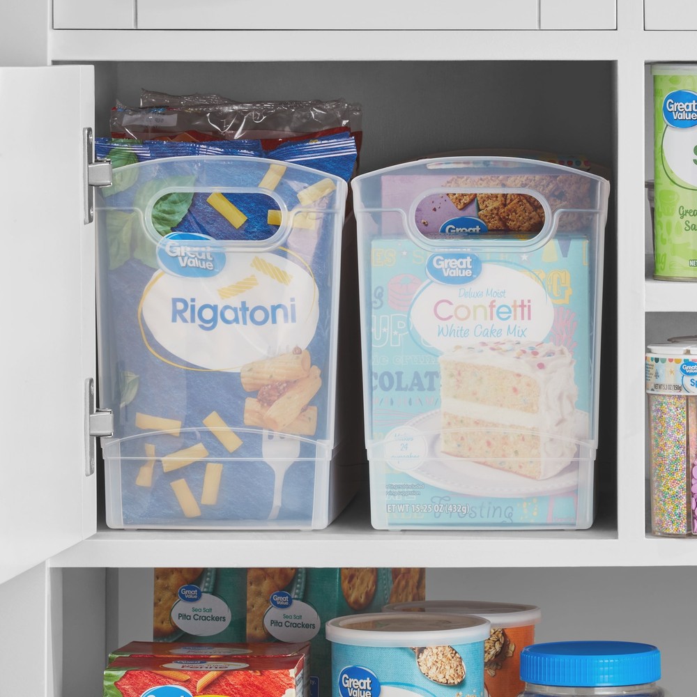 Clear 12 Qt Plastic Storage Bin with Handles Narrow Rectangular Utility