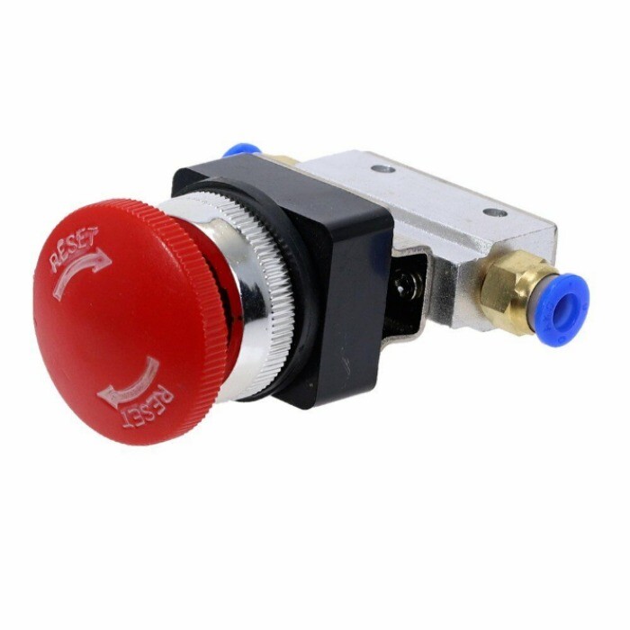 1PC Red Emergency stop Button Self Lock 2Position 3Way Air Mechanical Valve 1/8"